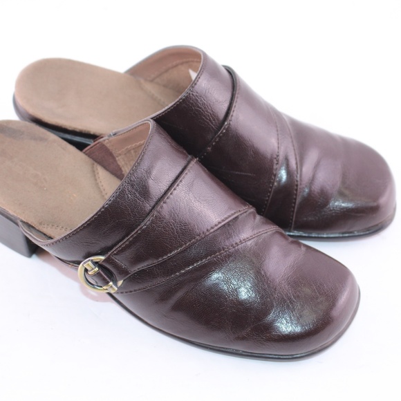 Aerosoles Dark Chocolate Leather Mules size 7 - Picture 2 of 7